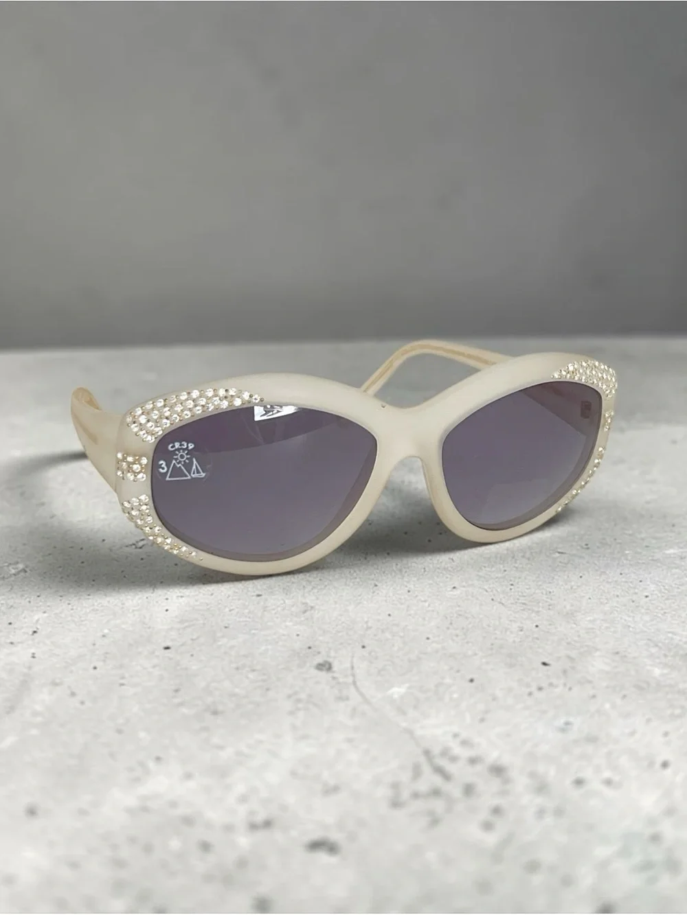 Vintage 70/80’s Nina Ricci Rhinestone Cat-Eye Sunglasses in clear tone
